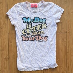 Super rare vintage Juicy Couture pink Dog cuter than your dog Tee P XS